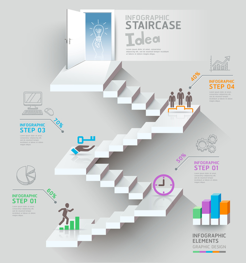 Business staircase background vector
