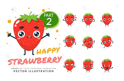 Cartoon Images of Cute Strawberry Vector