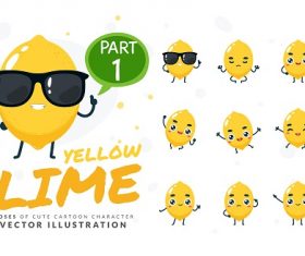 Cartoon Images of Cute Yellow Lime Vector
