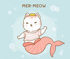 Cartoon cat mermaid vector