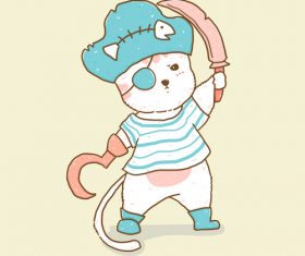 Cat pirate cartoon vector