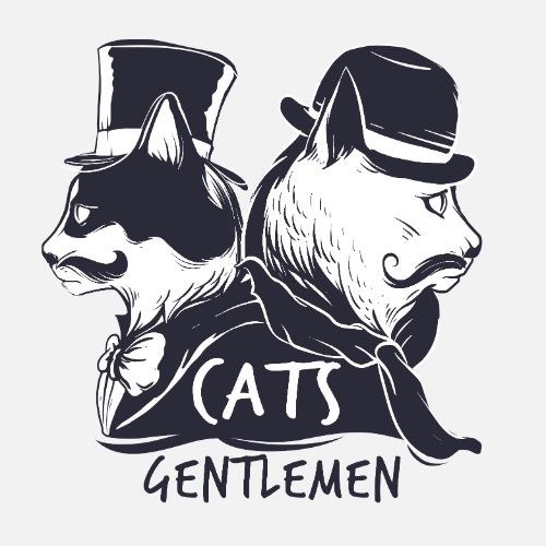 Cats Gentlemen Black And White Vector