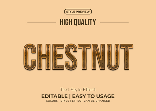 Chestnut editable font effect text illustration vector