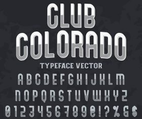 Club Colorado Typeface Font Vector