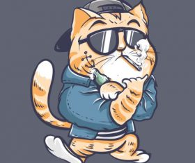 Cool Cat Smoking Cartoon Vector