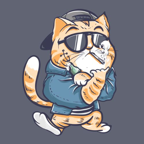 Cool Cat Smoking Cartoon Vector