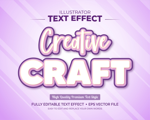 Craft editable font effect text vector