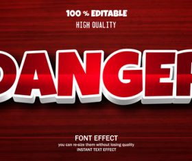 DANGER editable font effect text vector