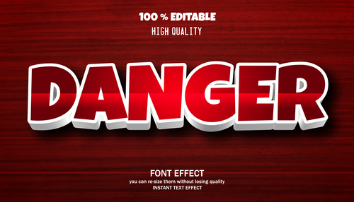 DANGER editable font effect text vector