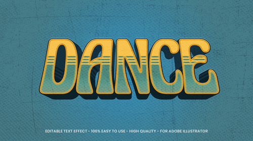 Dance editable font effect text vector