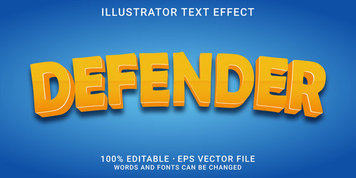 Defender editable font ffecte text vector