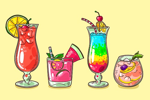 Different Cocktail Drinks Vector