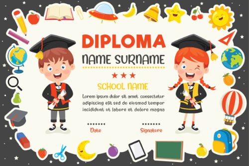Diploma Certificate Black Background Vector