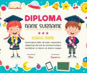 Diploma Certificate Blue Background Vector