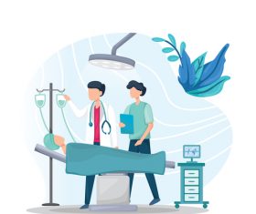 Doctor checks patient vector