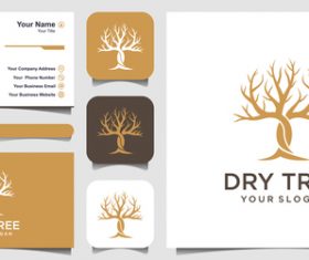 Dry tree business card logo vector