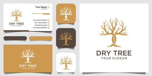 Dry tree business card logo vector