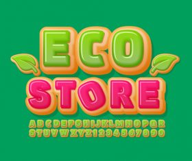 Eco store editable font effect text vector