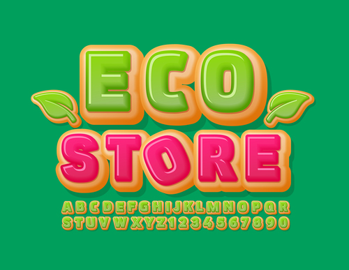 Eco store editable font effect text vector