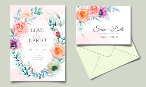 Elegant wedding invitation card vector