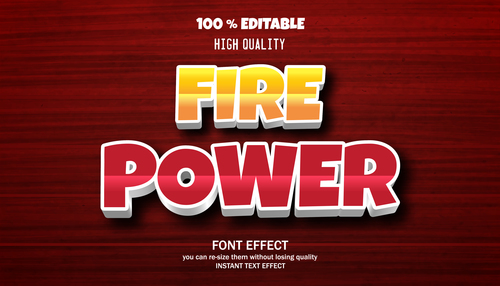 FIRE POWER editable font effect text vector
