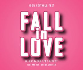 Fall in love editable font ffecte text vector
