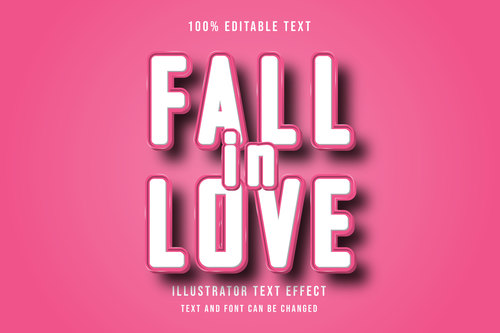 Fall in love editable font ffecte text vector