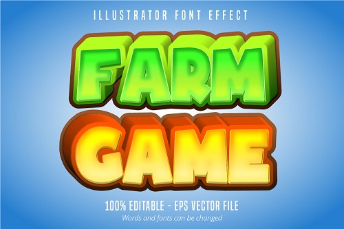 Farm Game Text Font Vector