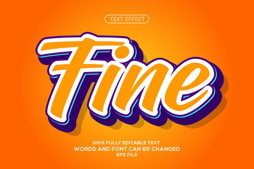 Fine editable font effect text illustration vector
