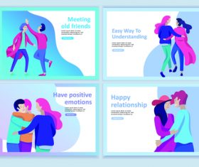 Flat banner good friends concept illustration vector