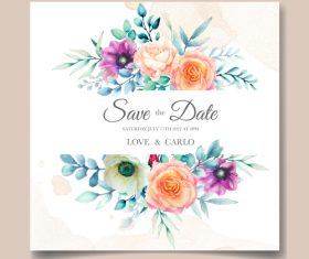 Flower cover wedding invitation card vector