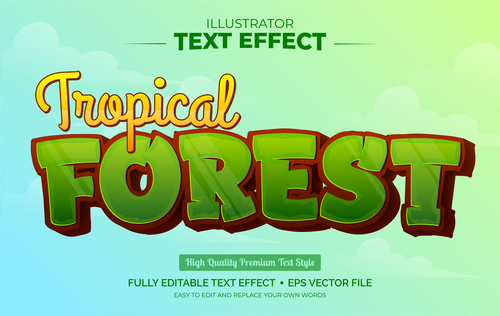 Forest editable font effect text vector