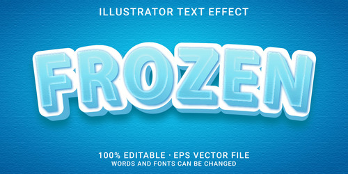 Frozen editable font ffecte text vector