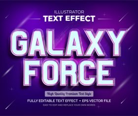 Galaxy force editable font effect text vector
