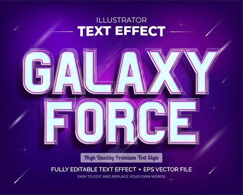 Galaxy force editable font effect text vector