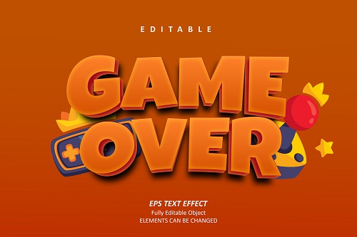 Game Over Text Orange Background Vector