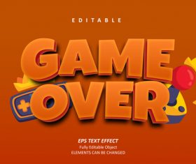 Game over editable font effect text vector