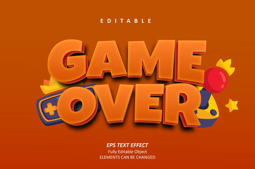 Game over editable font effect text vector
