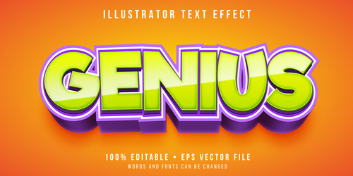 Genius editable font effect text illustration vector