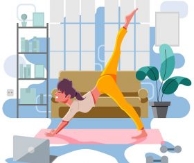 Girl Doing Her Yoga Exercise Vector
