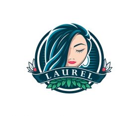 Girl Hair Laurel Sample Logo Vector
