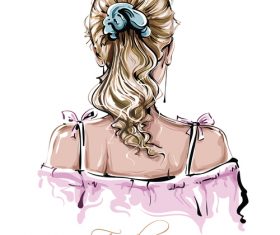 Girl back view vector