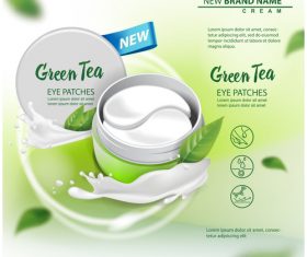 Green tea cosmetic cover vector