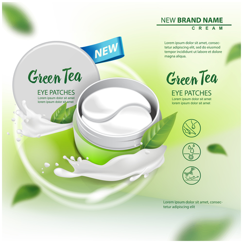 Green tea cosmetic cover vector