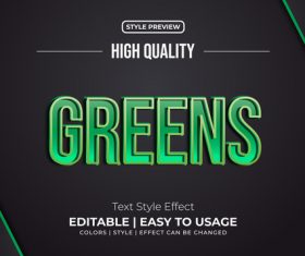 Greens editable font effect text illustration vector