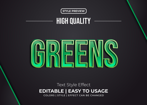 Greens editable font effect text illustration vector