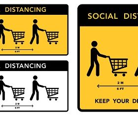 Grocery Social Distance Sign Vector