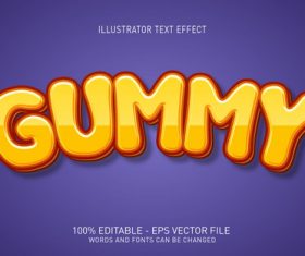 Gummy editable font effect text vector