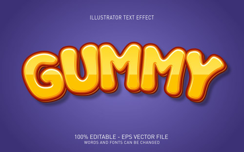 Gummy editable font effect text vector