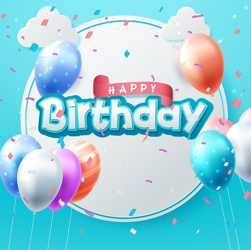 Happy Birthday Banner with Balloons Vector